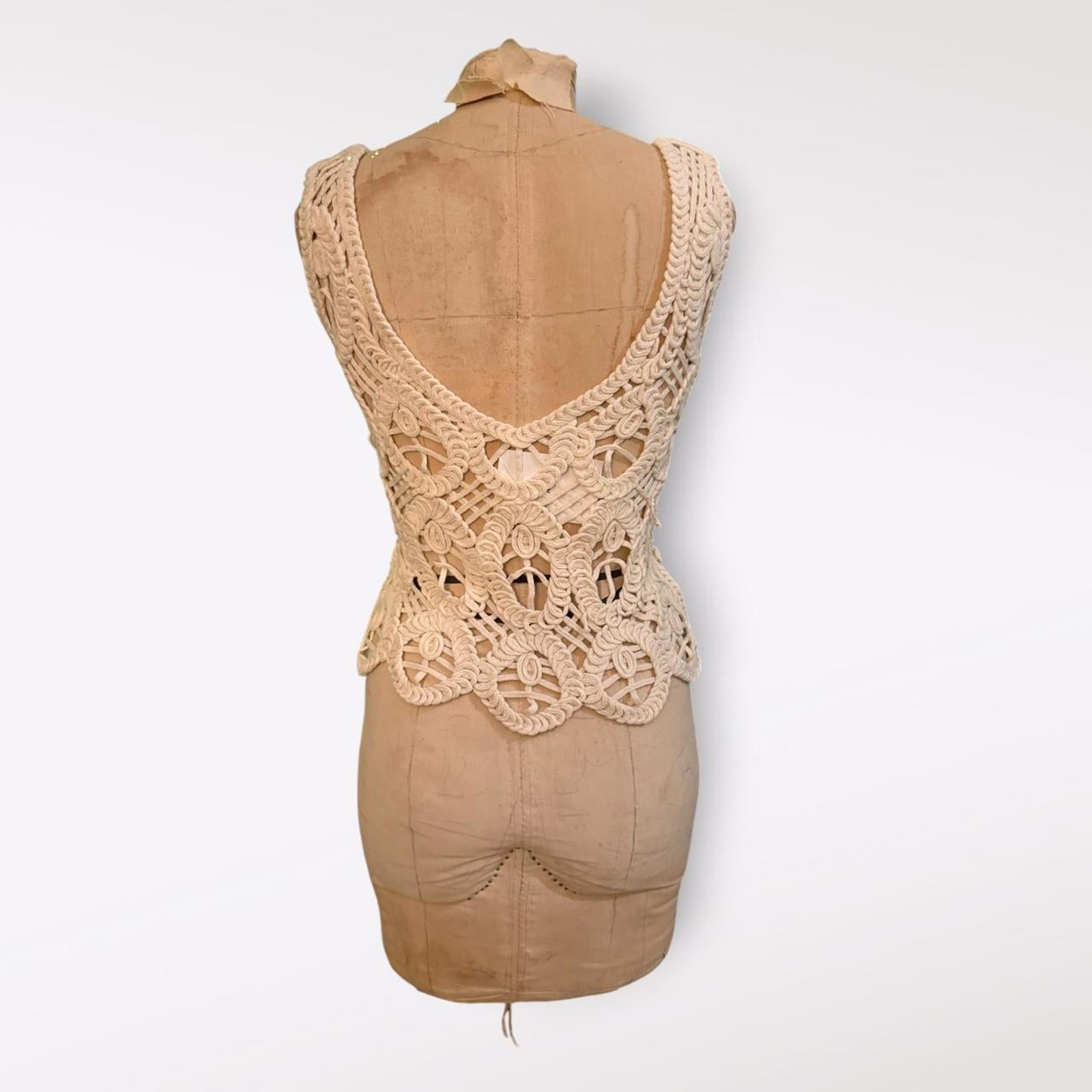 Cream Crochet Cotton Tank Top