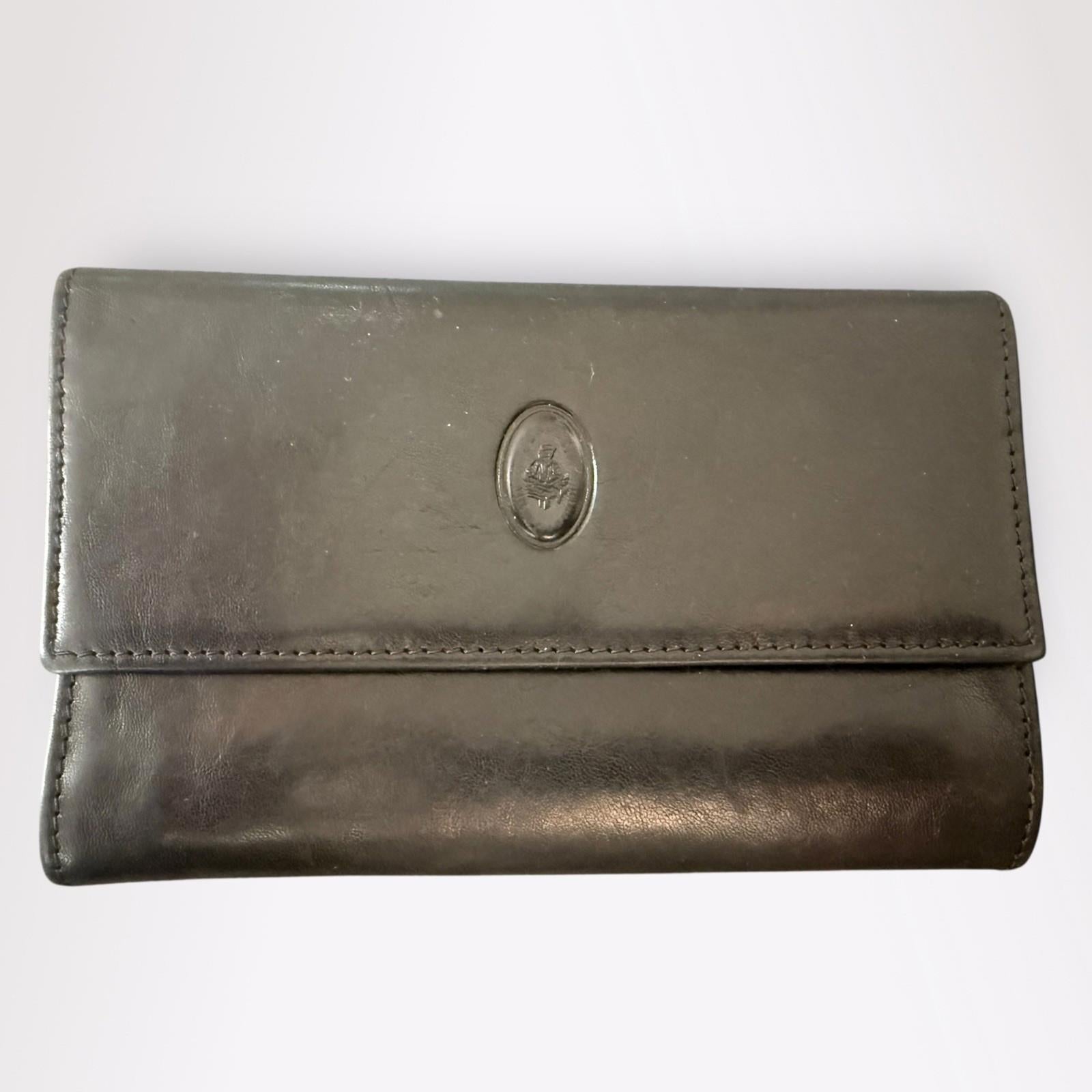 Peruzzi Trifold Black Leather Wallet
