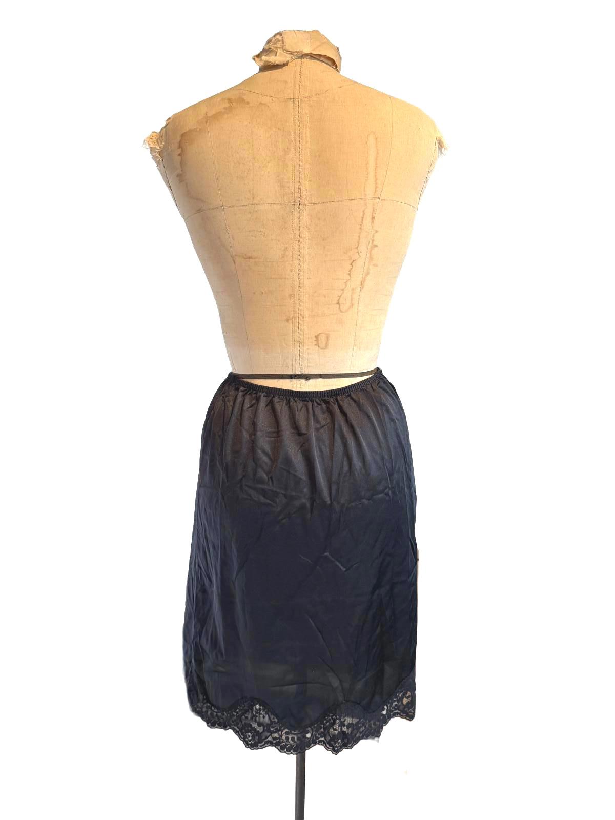 Adonna Black Lace Trim Half Slip Petticoat Skirt