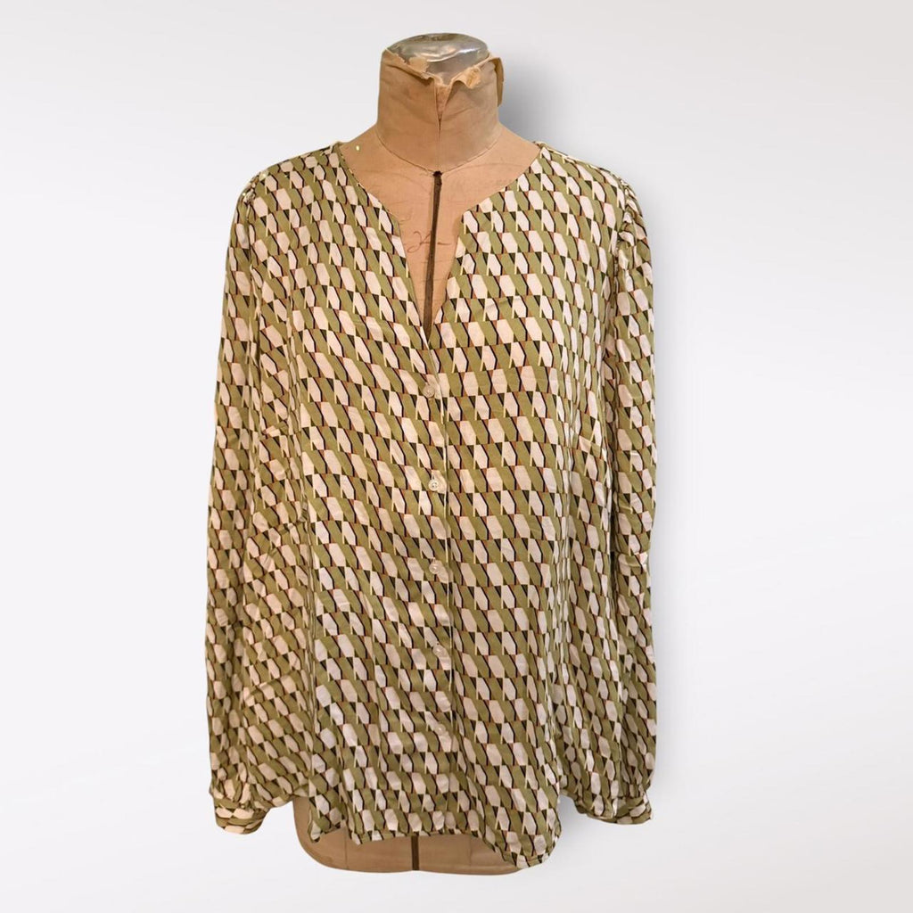 Comma Green and Cream Blouse