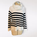 Cyrus Black and White Striped Cowl Neck Sweater