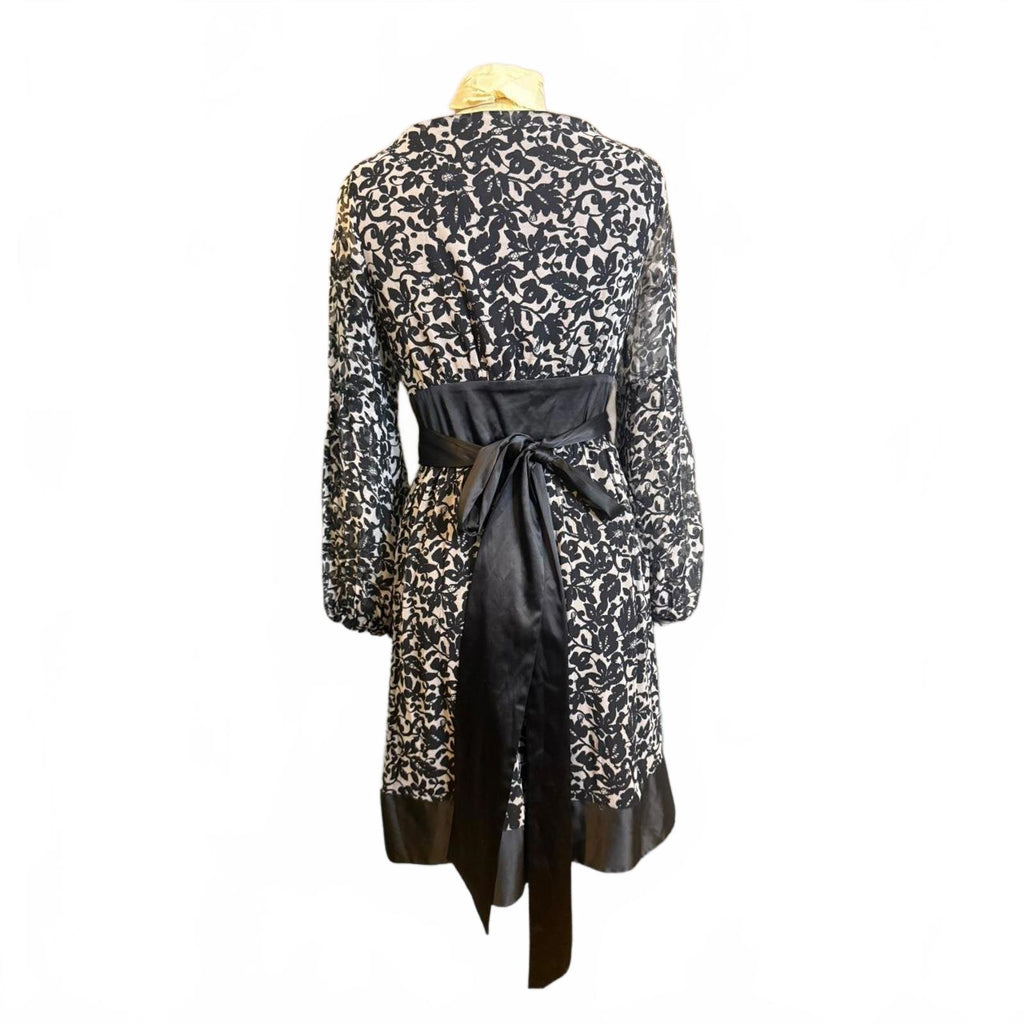 Diane von Furstenberg Black and White Floral Wrap Dress