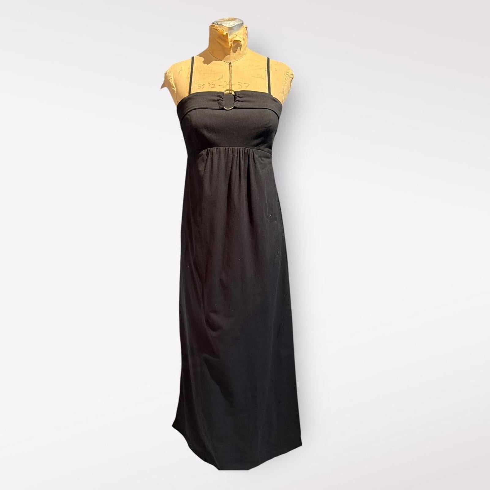 CM CIA Maritima Black Maxi Dress with Spaghetti Straps and Side Slit