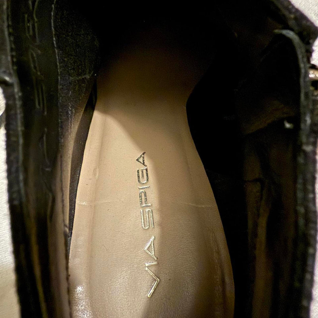 Via Spiga Black Suede Ankle Boots with Side Zipper