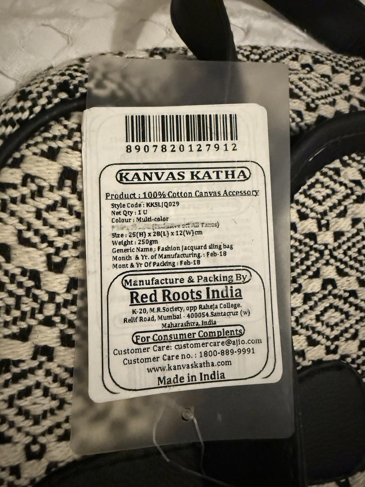 Kanvas Katha Black & White Jacquard Purse
