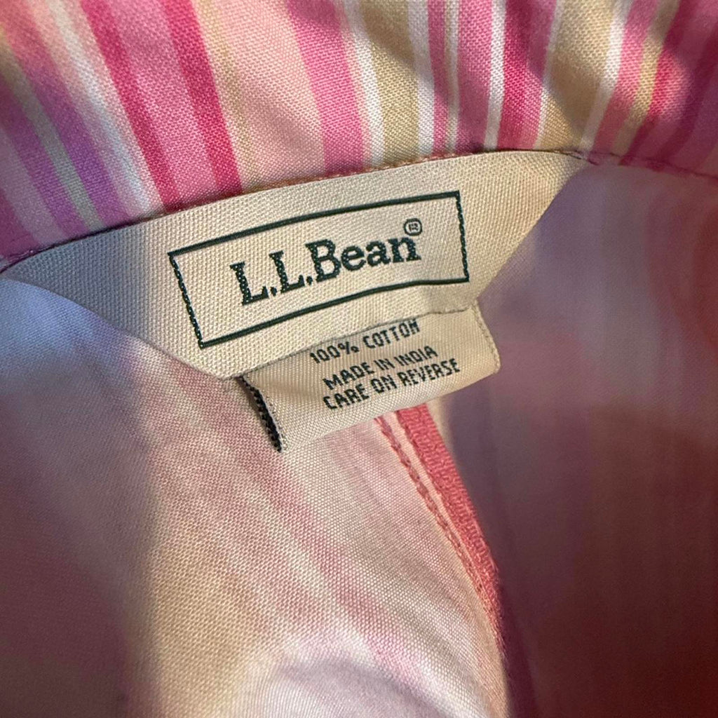 L.L.Bean Pink and White Striped Raincoat Size M