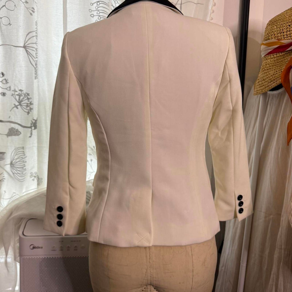 Forever 21 Cream and Black Blazer with Velvet Collar