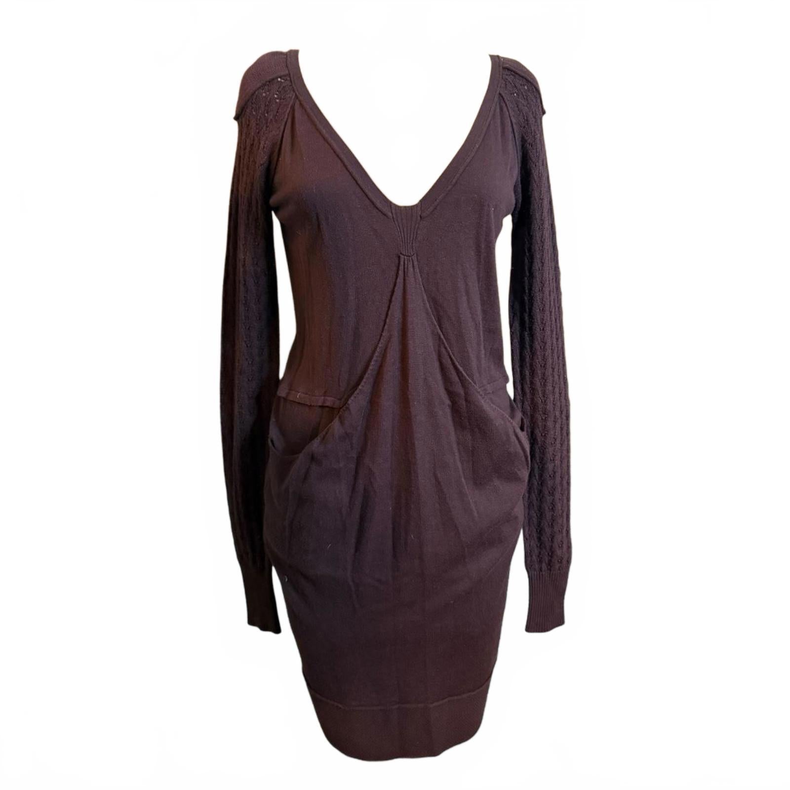 Patrizia Pepe Brown Long Sleeve Dress Size S