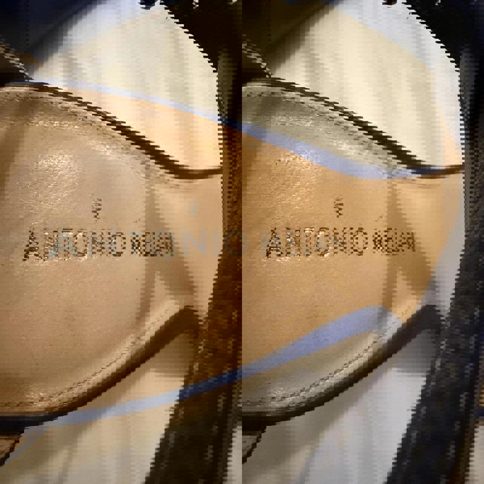 Antonio Melani Navy Blue Leather T-Strap High Heel Sandals