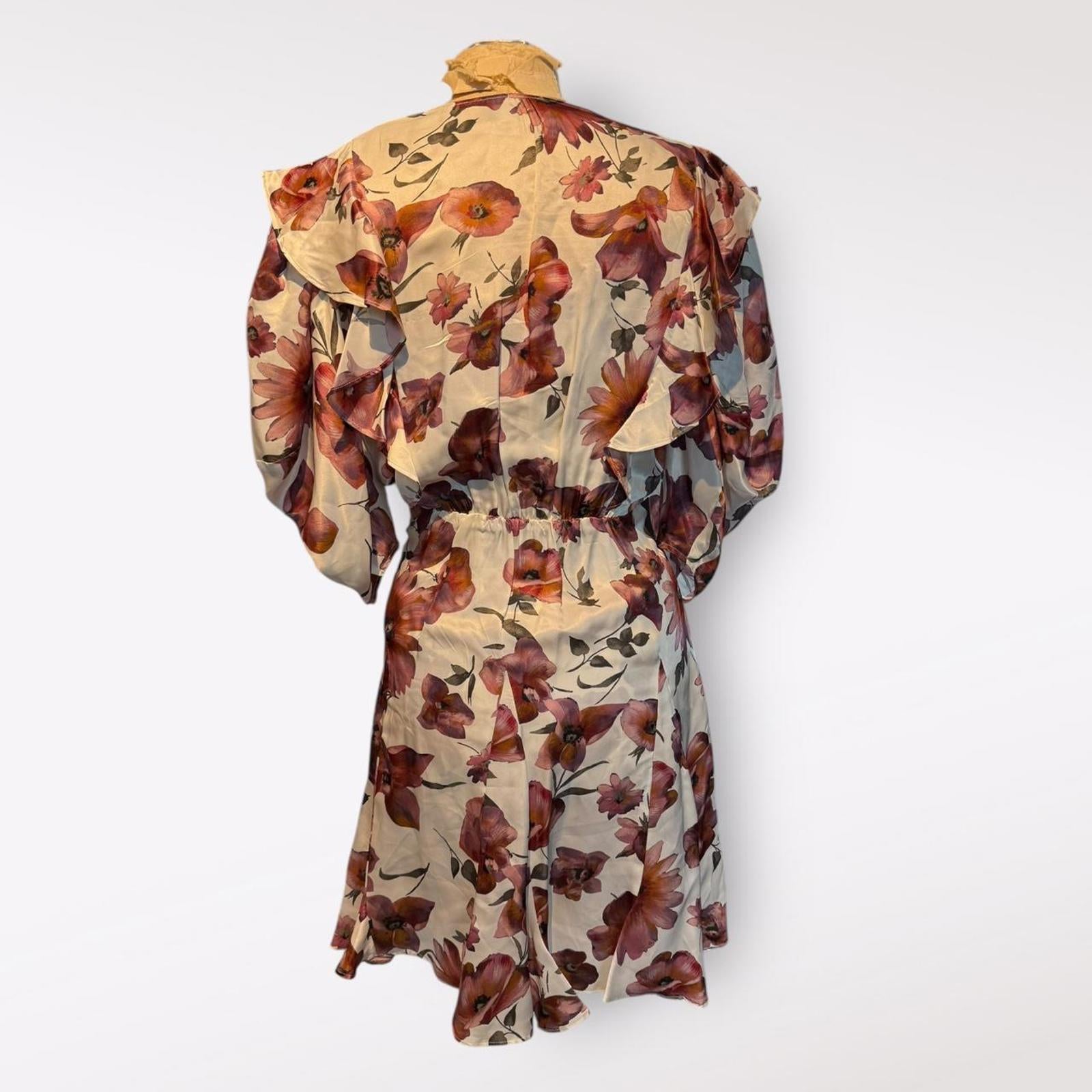 The Kooples Floral Print Ruffle Sleeve Dress with Slip