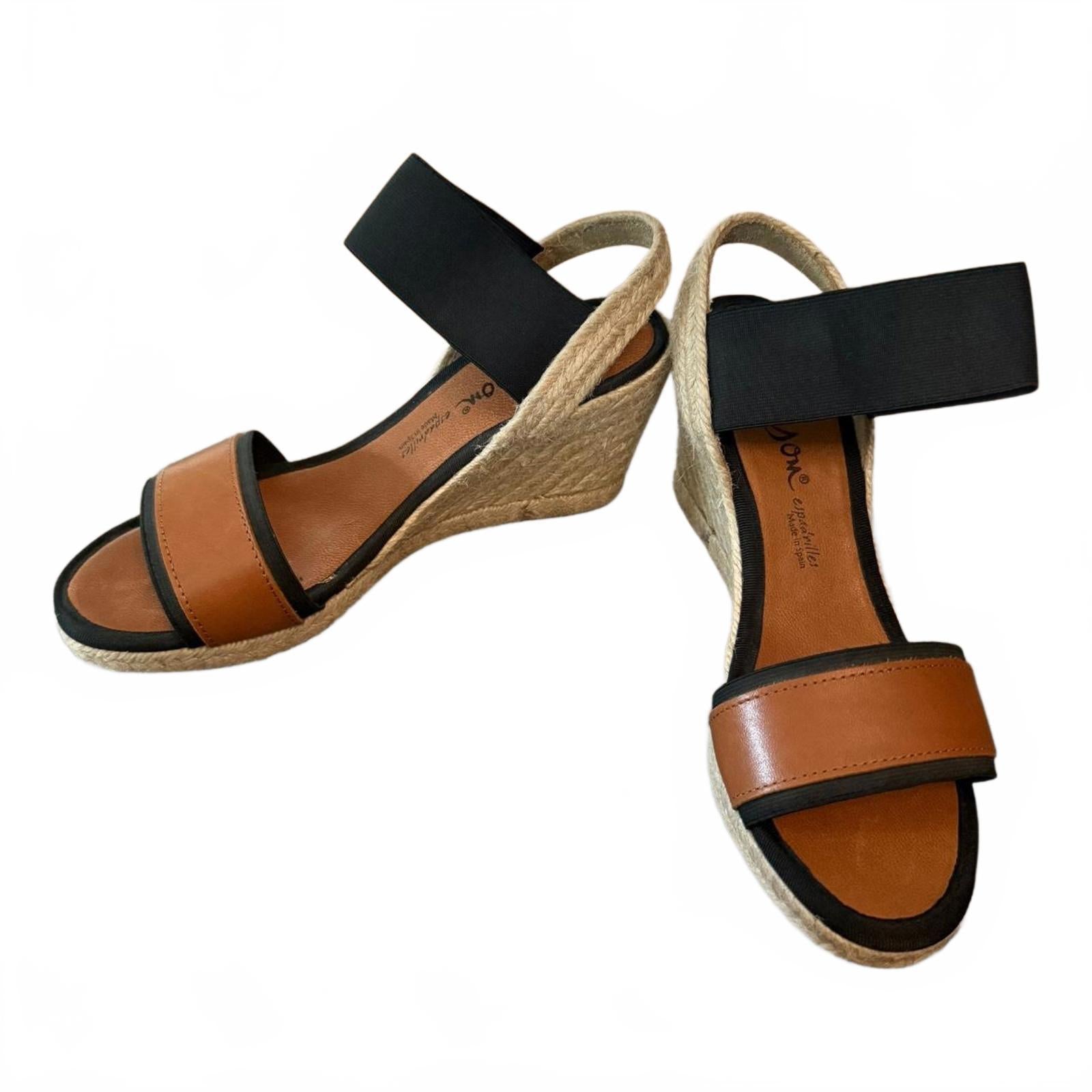 Dalsom Brown and Black Espadrille Wedges Size US 7.5
