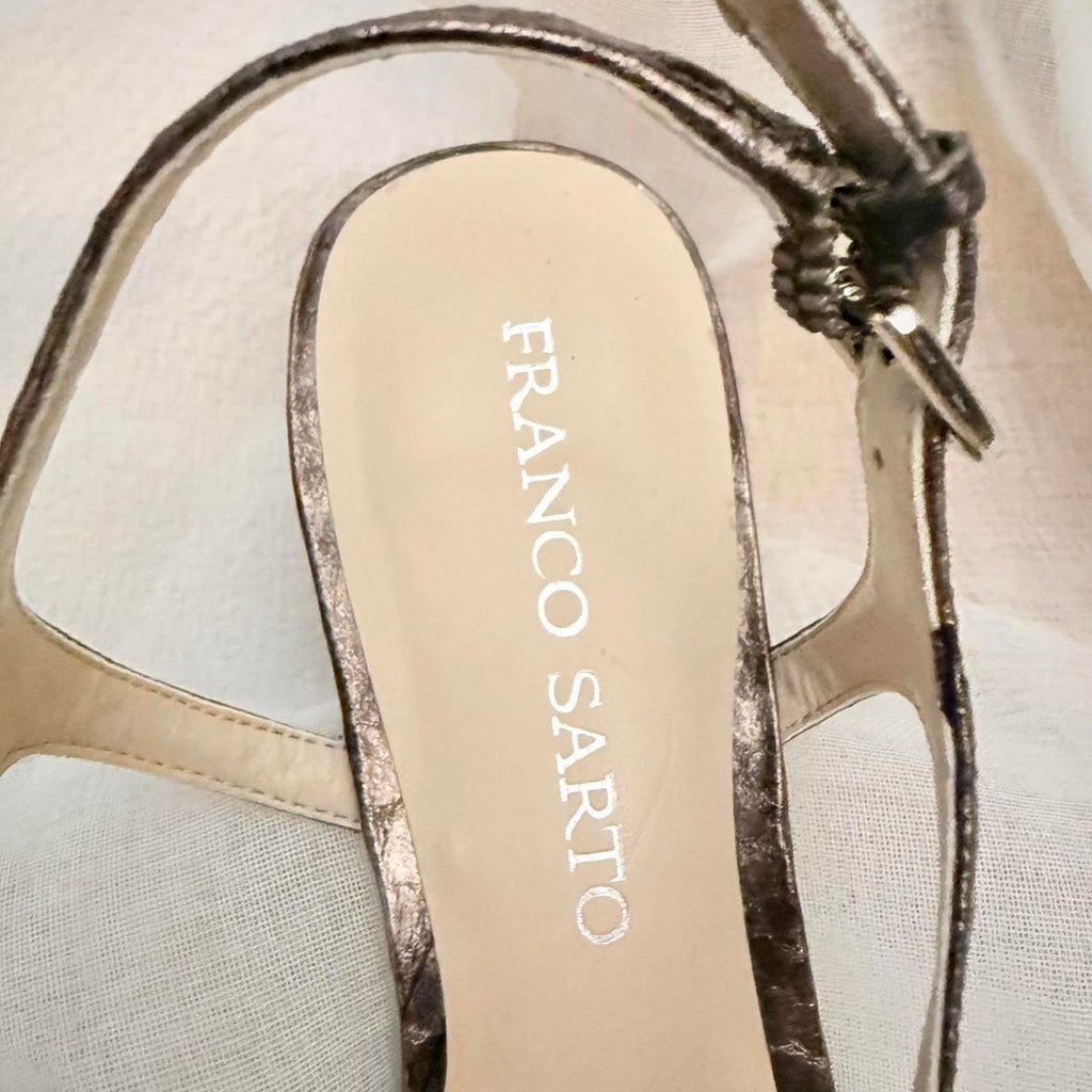 Franco Sarto Metallic Leather Sandals Size