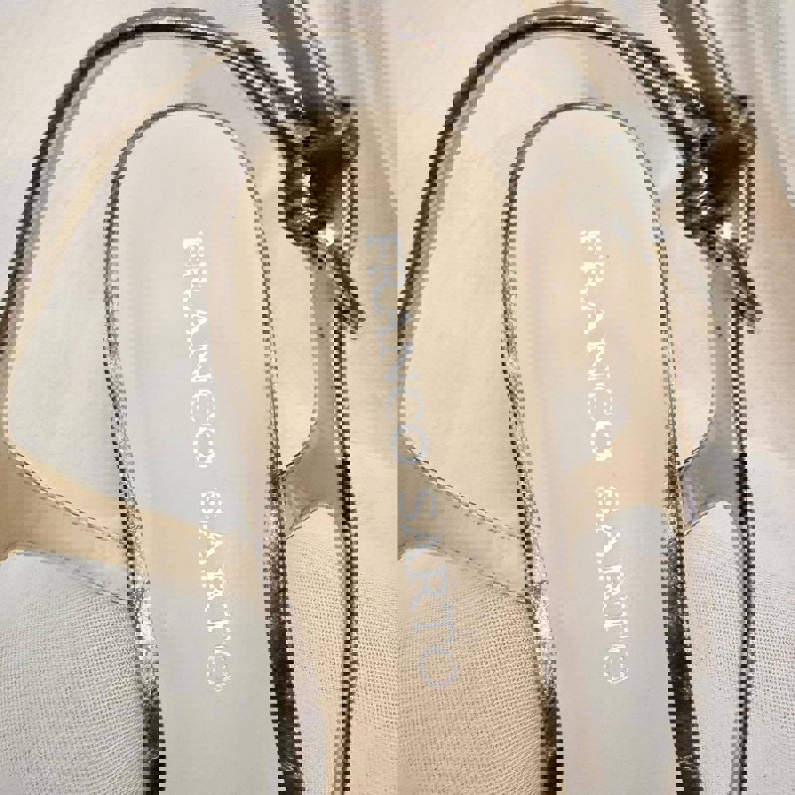 Franco Sarto Metallic Leather Sandals Size