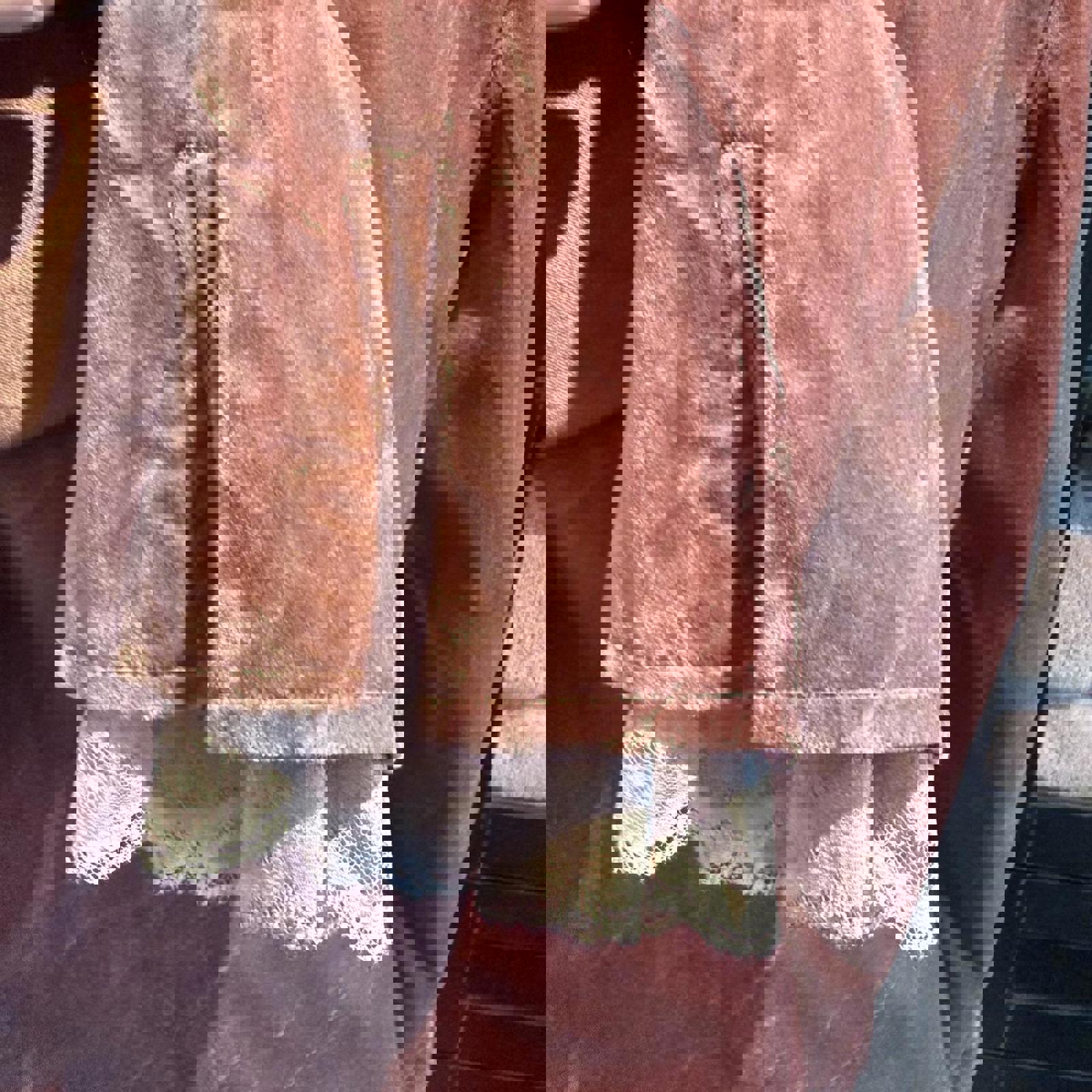 Focus Lifestyle Rust Velvet Blazer with Lace Trim Detail