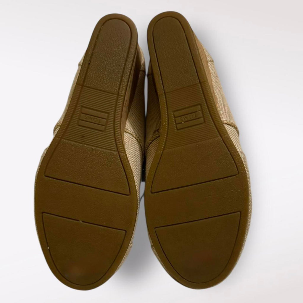 TOMS Women's Beige Canvas Wedge Ankle Boots