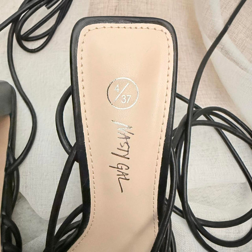 Nasty Gal Black Lace Up Sandals