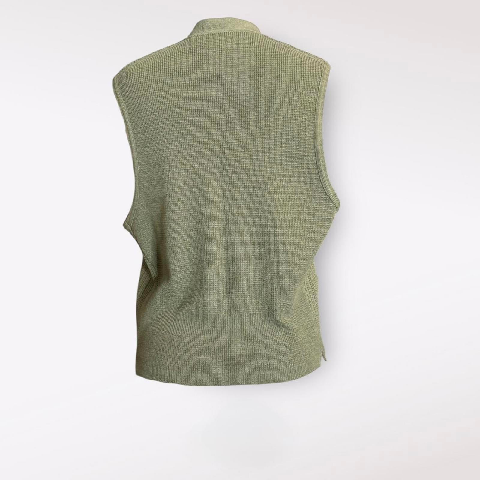 Cox Moore Olive Green Knit Button-Up Vest