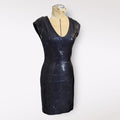 French Connection Black Sequin Cap Sleeve Dress