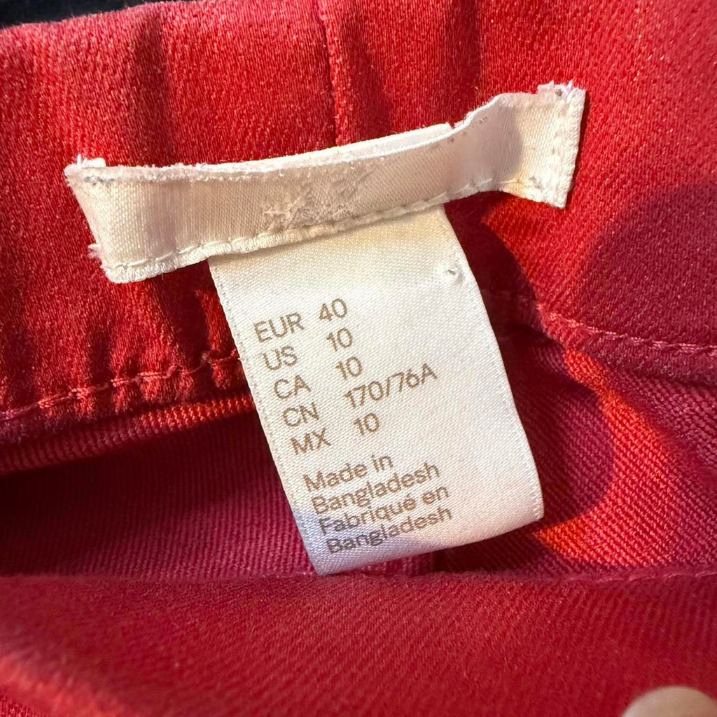 H&M Red Skinny Trousers Size 10