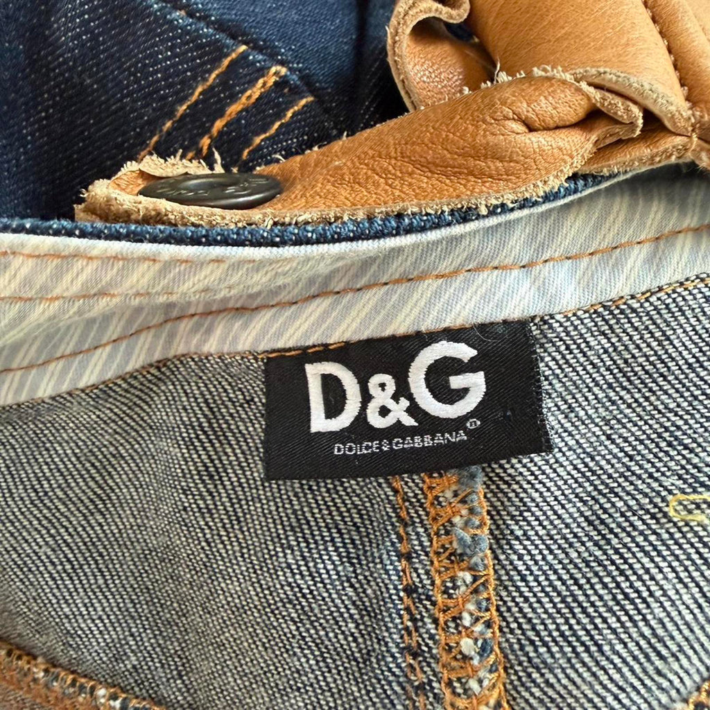 Dolce & Gabbana RARE Denim Overall Skirt with Leather Straps