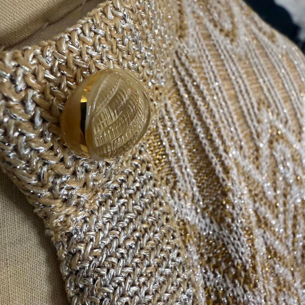 Vintage Beige Knit Button-Up Cardigan Sweater