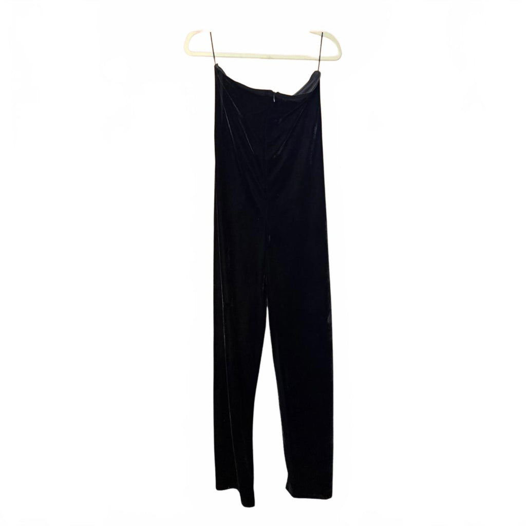 Mango Black Velvet Jumpsuit Size L