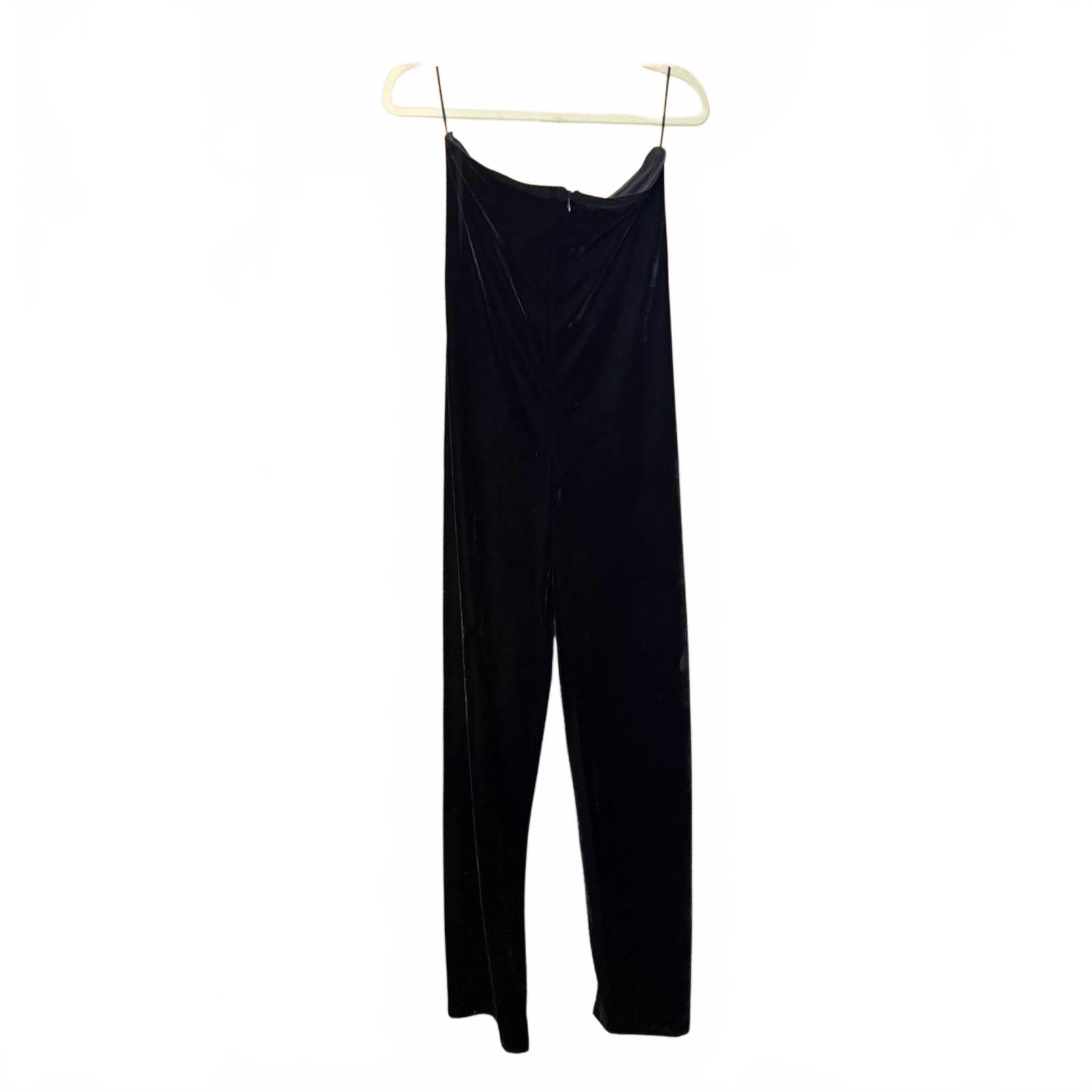 Mango Black Velvet Jumpsuit Size L