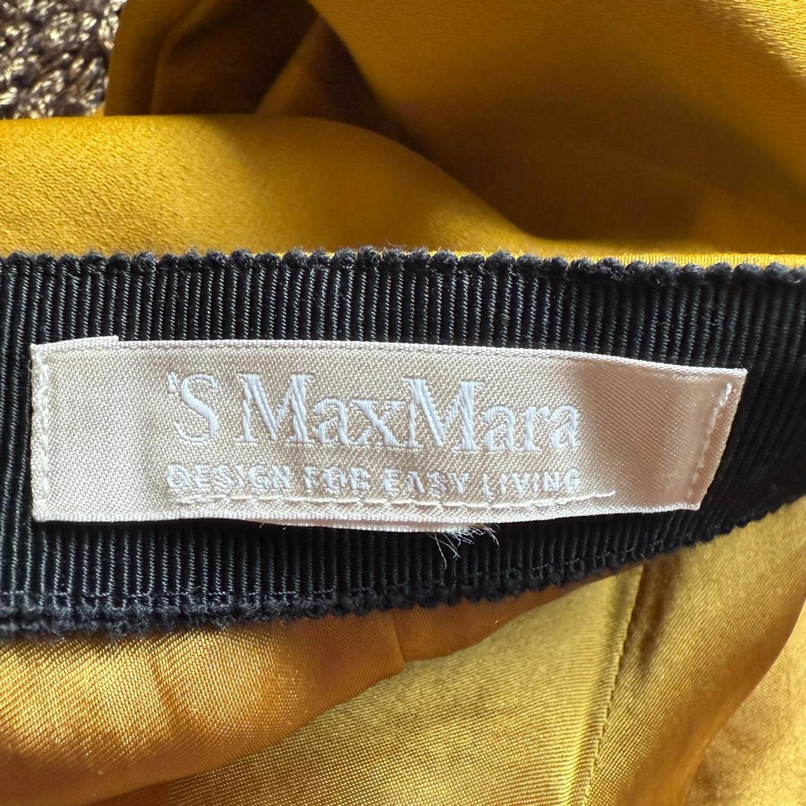 MaxMara Mustard Yellow Pleated A-Line Skirt