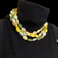 Yellow and Green 3 Tier Beaded Necklace
