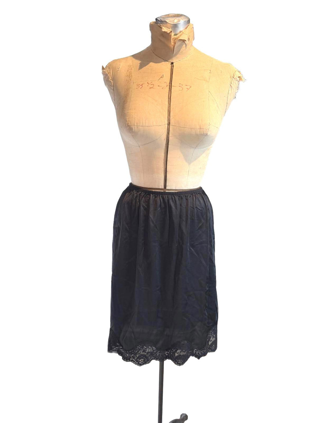 Adonna Black Lace Trim Half Slip Petticoat Skirt