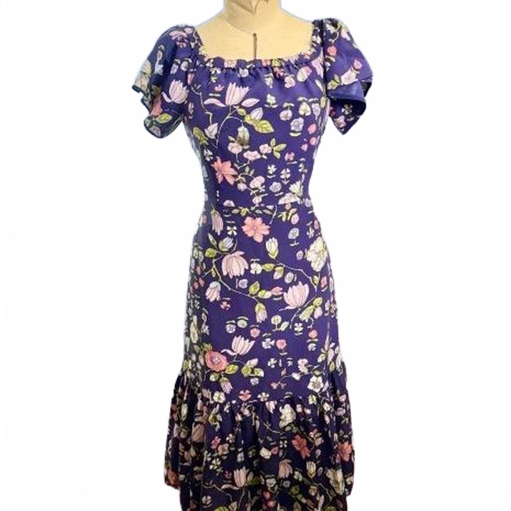 Rebecca Taylor Purple Floral Midi Dress