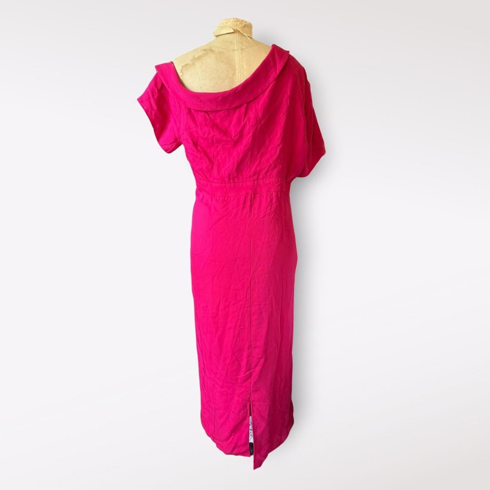 Emilia George Hot Pink Dress with Drop Shoulder