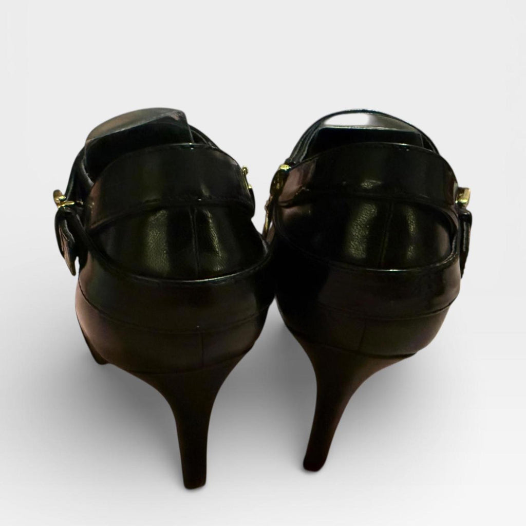 Ralph Lauren Black Leather Pointed Toe High Heel Booties