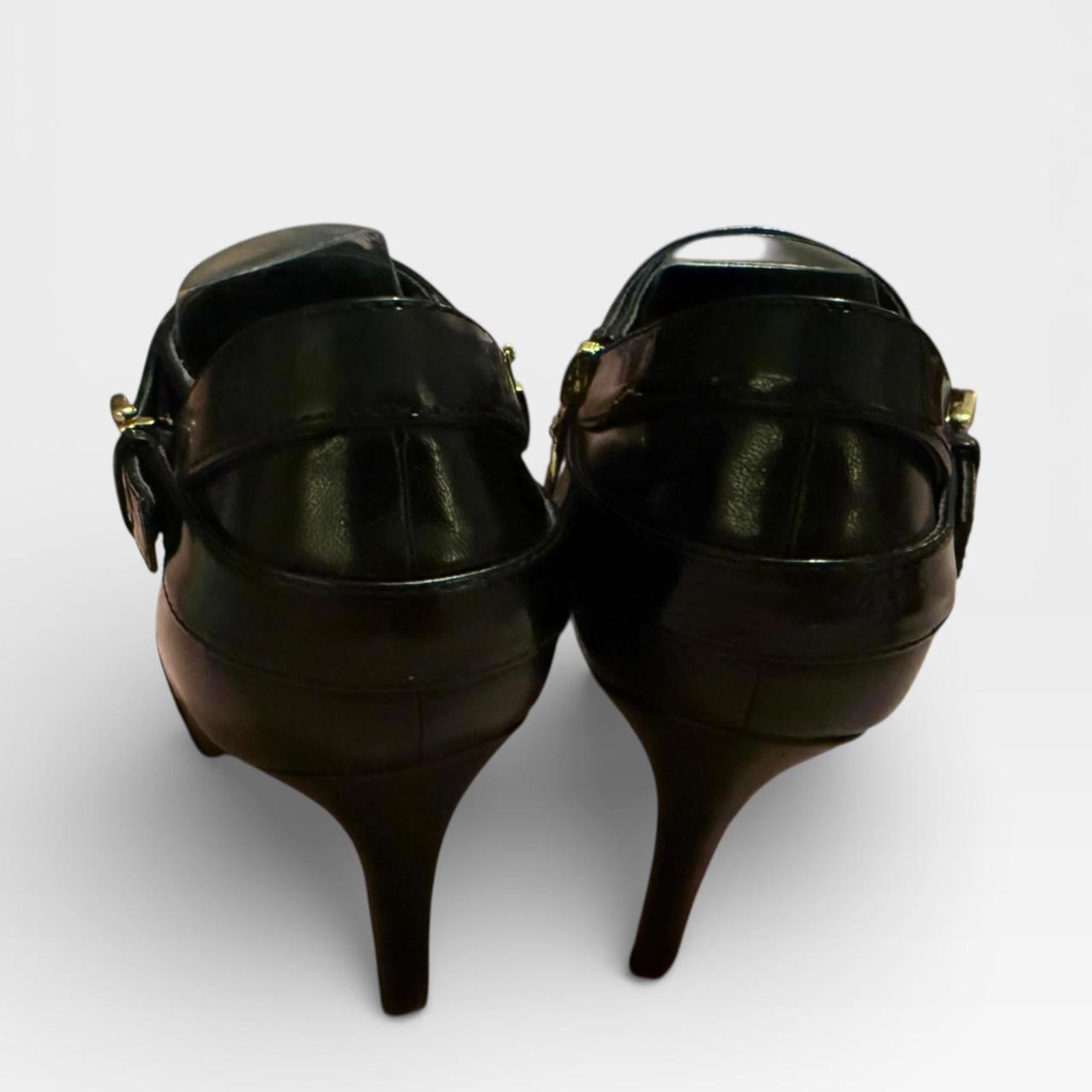 Ralph Lauren Black Leather Pointed Toe High Heel Booties