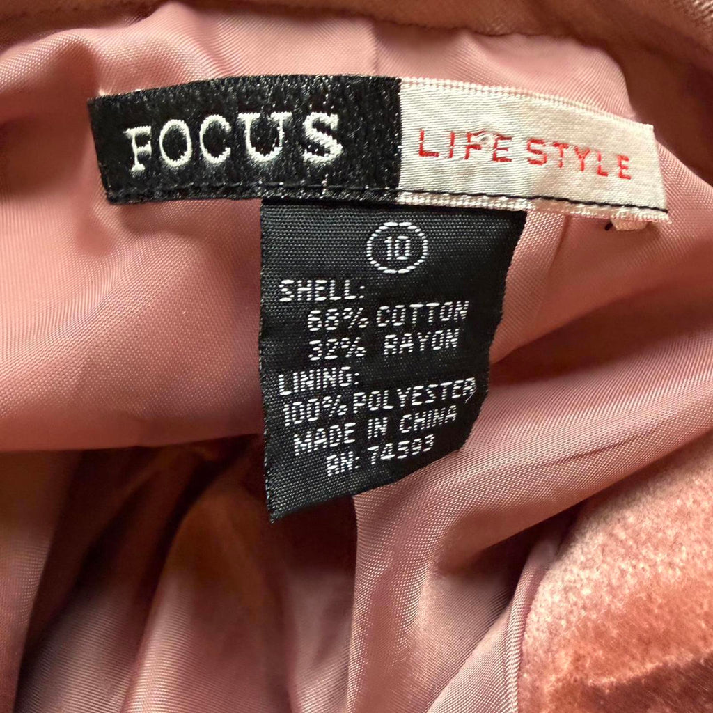 Focus Lifestyle Rust Velvet Blazer with Lace Trim Detail