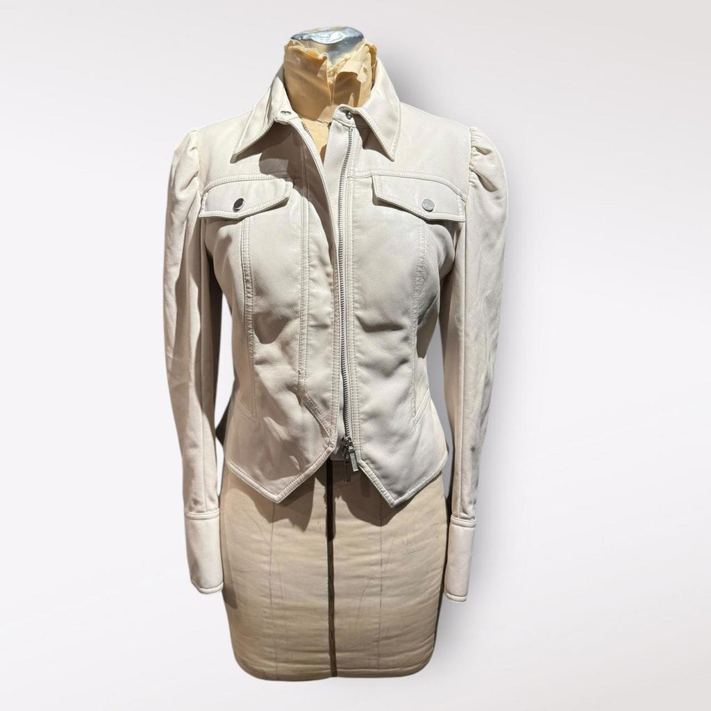 Jonathan Simkhai Standard Women's Leather Jacket Cream