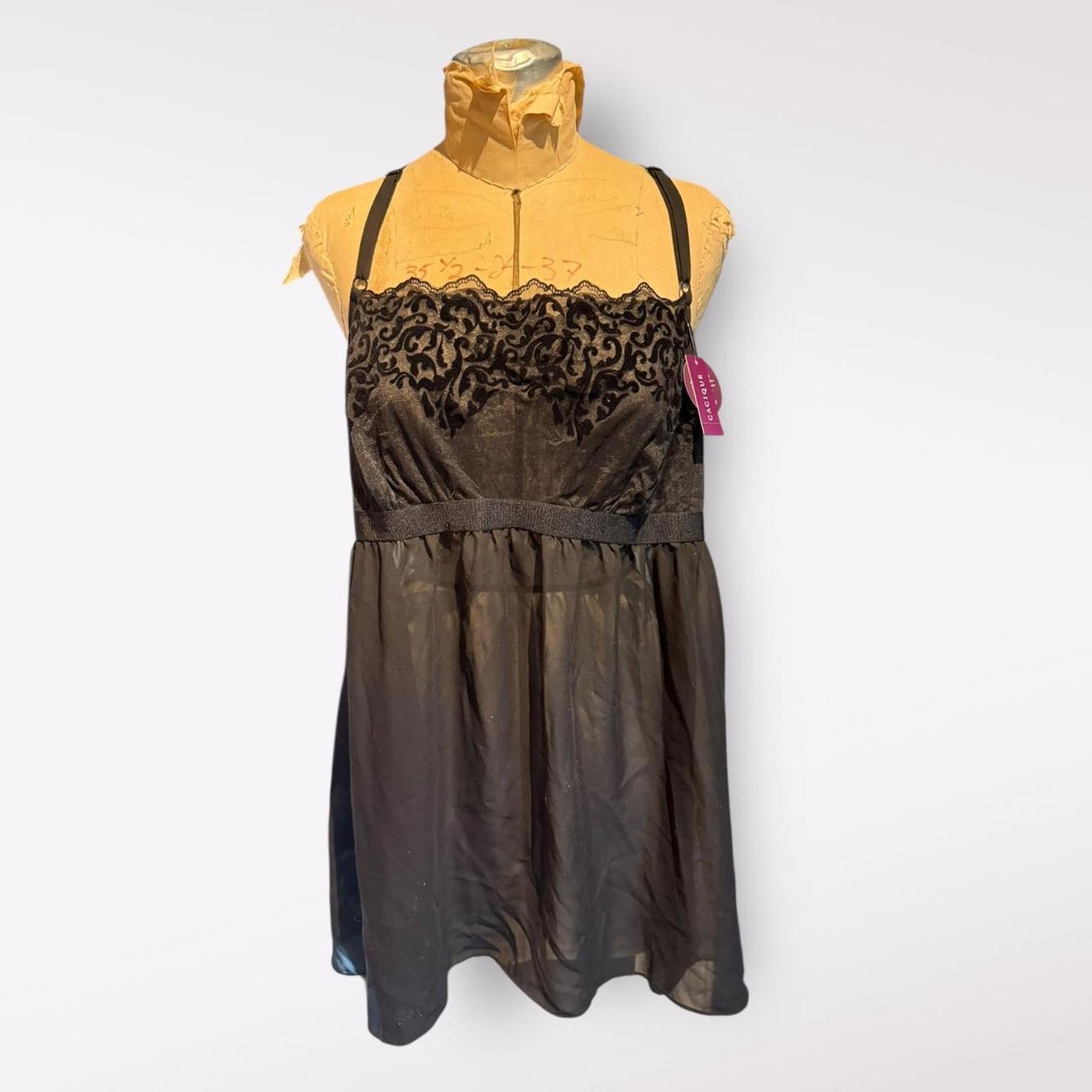 Black Sheer Lace Babydoll Nightdress with Matching Panties