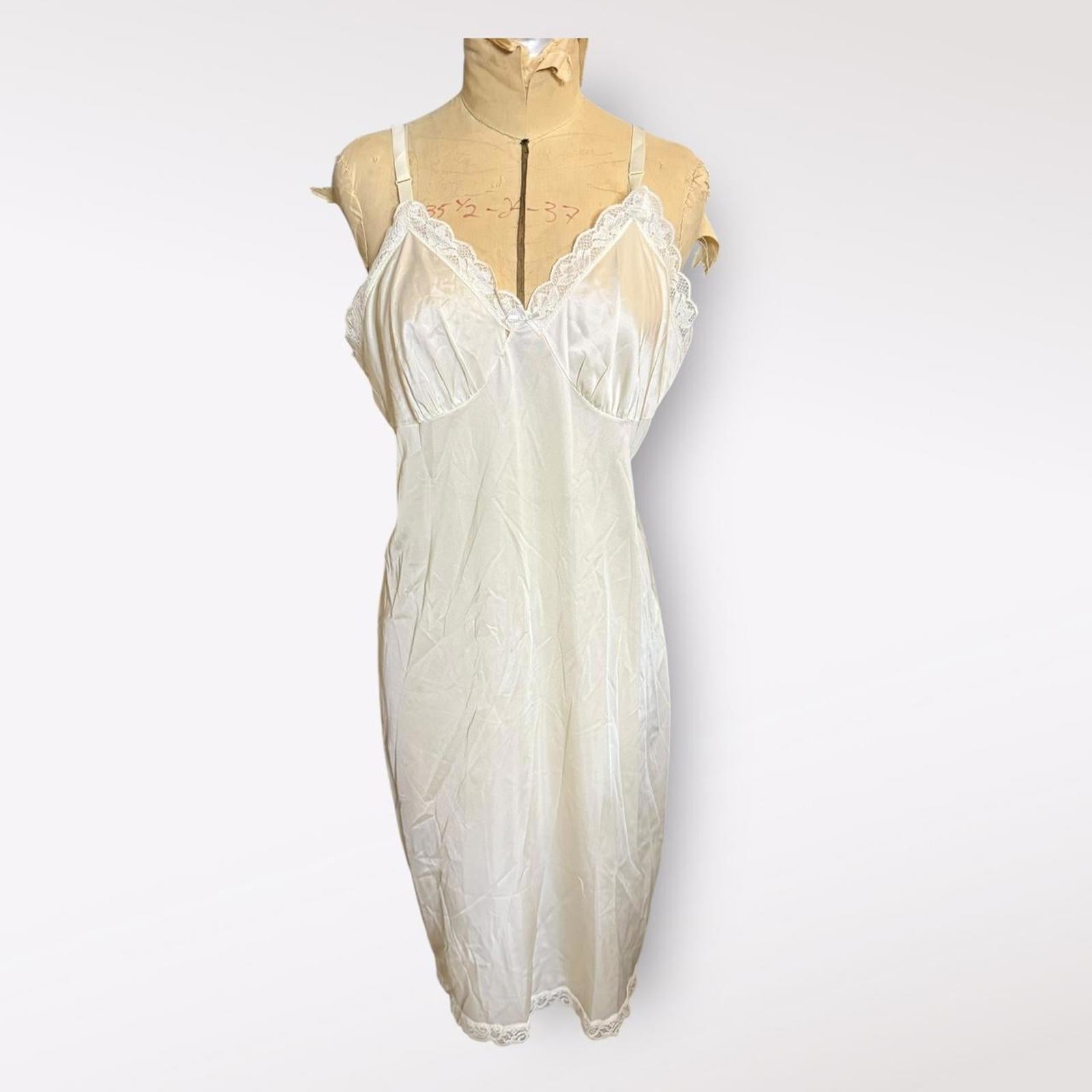 Vintage White Lace Trim Slip Dress