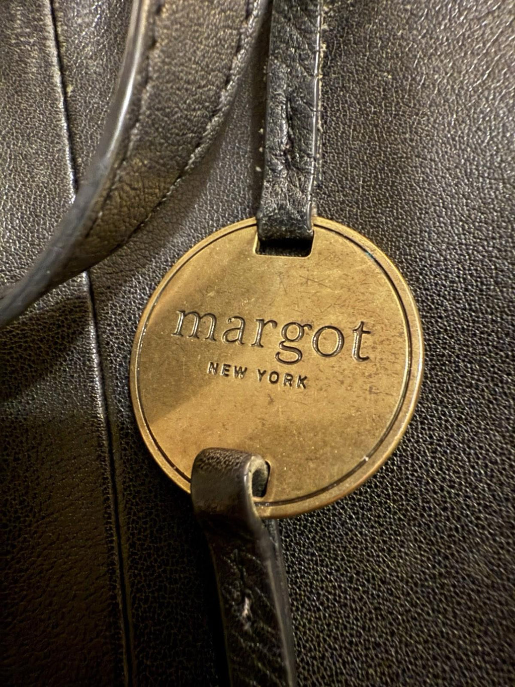Margot Camille Black Leather Turn Lock Backpack