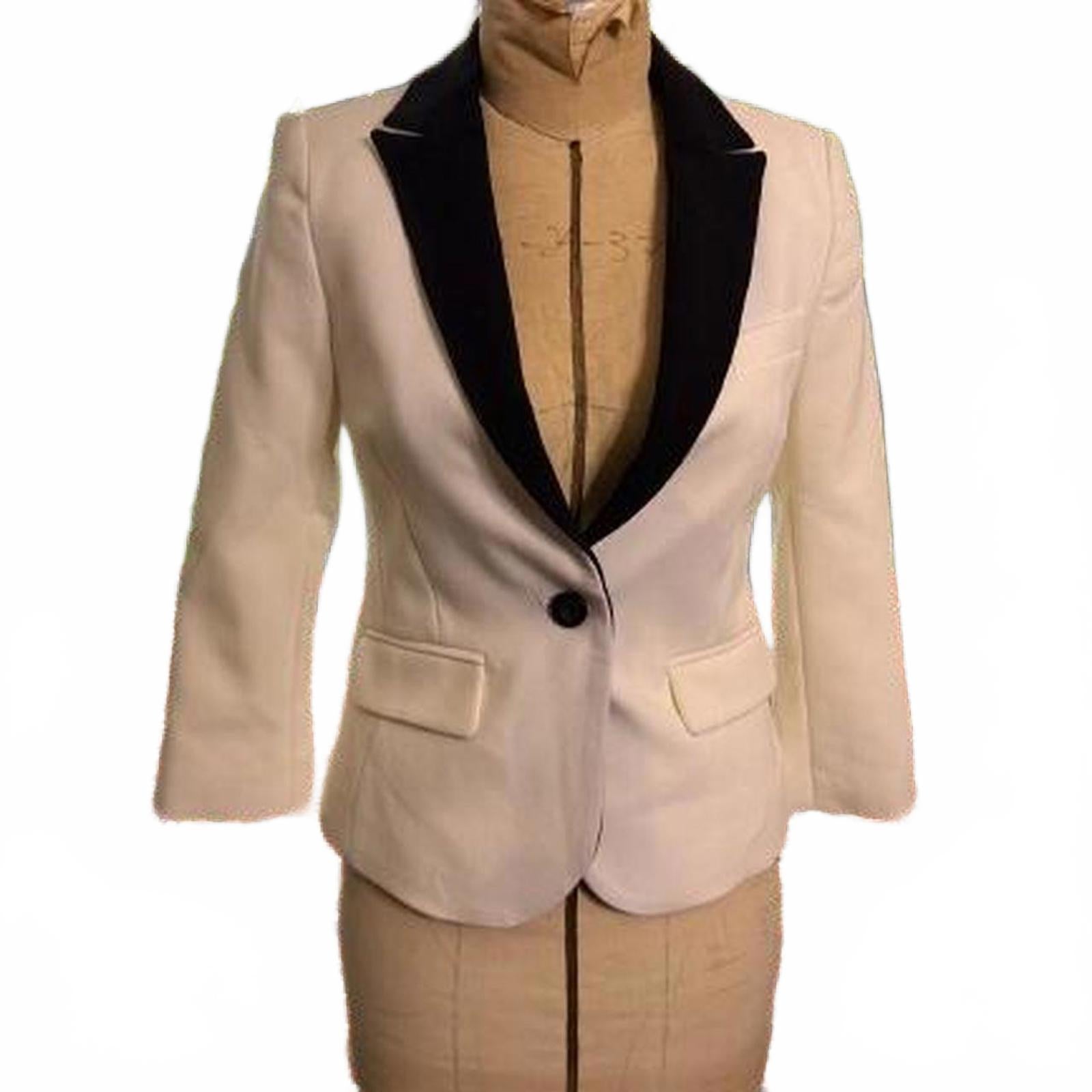Forever 21 Cream and Black Blazer with Velvet Collar