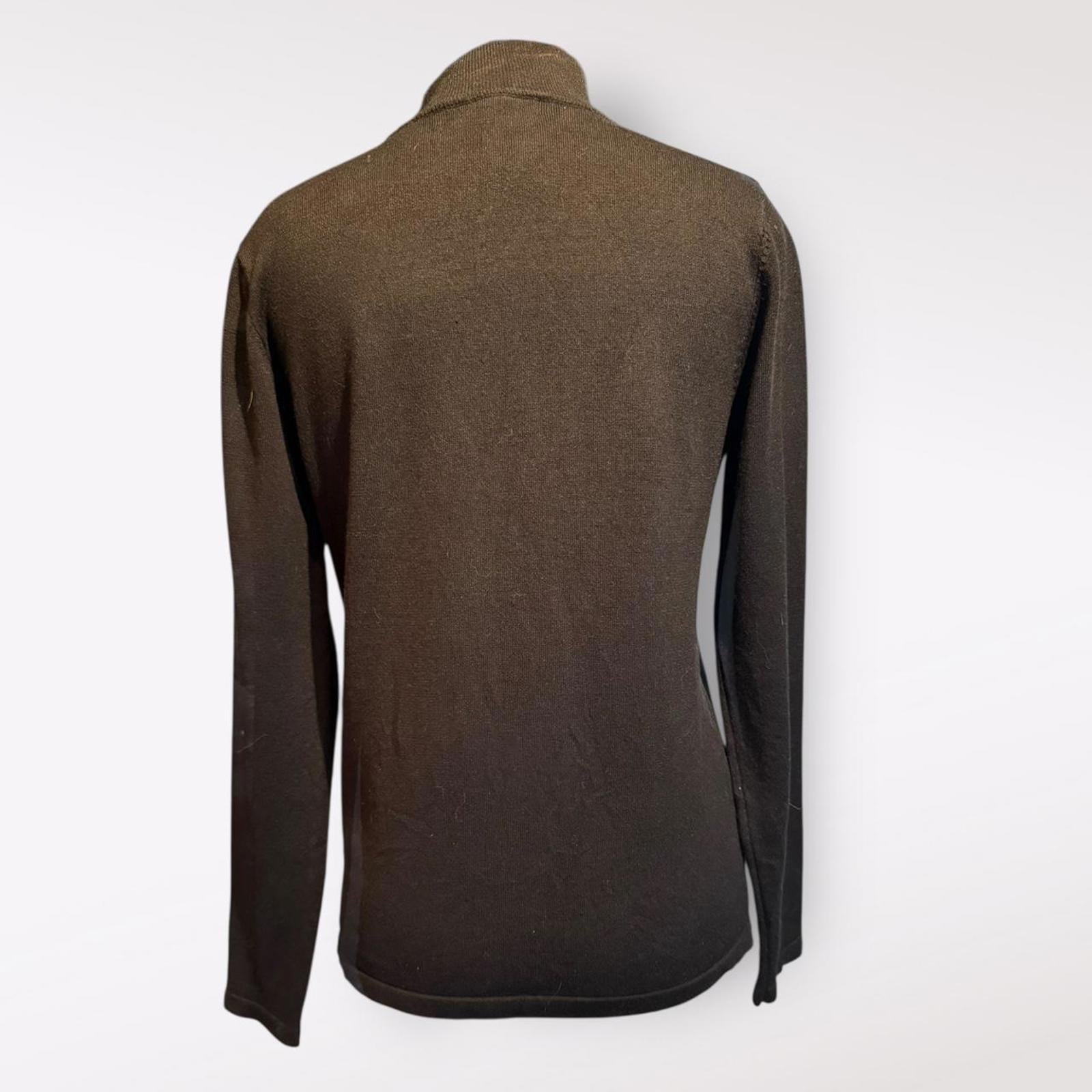 Catherine Malandrino Black Long Sleeve Sweater with Sheer Yoke Detail