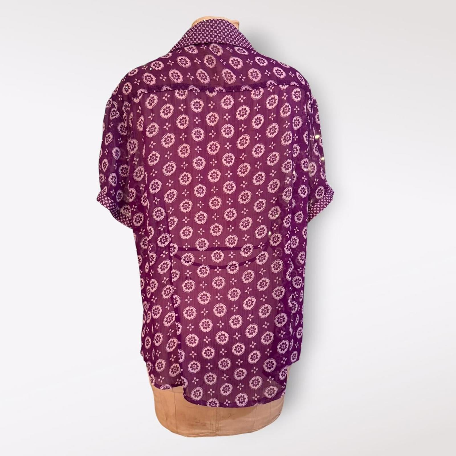 Yifan and Alessia Purple Paisley Short Sleeve Blouse