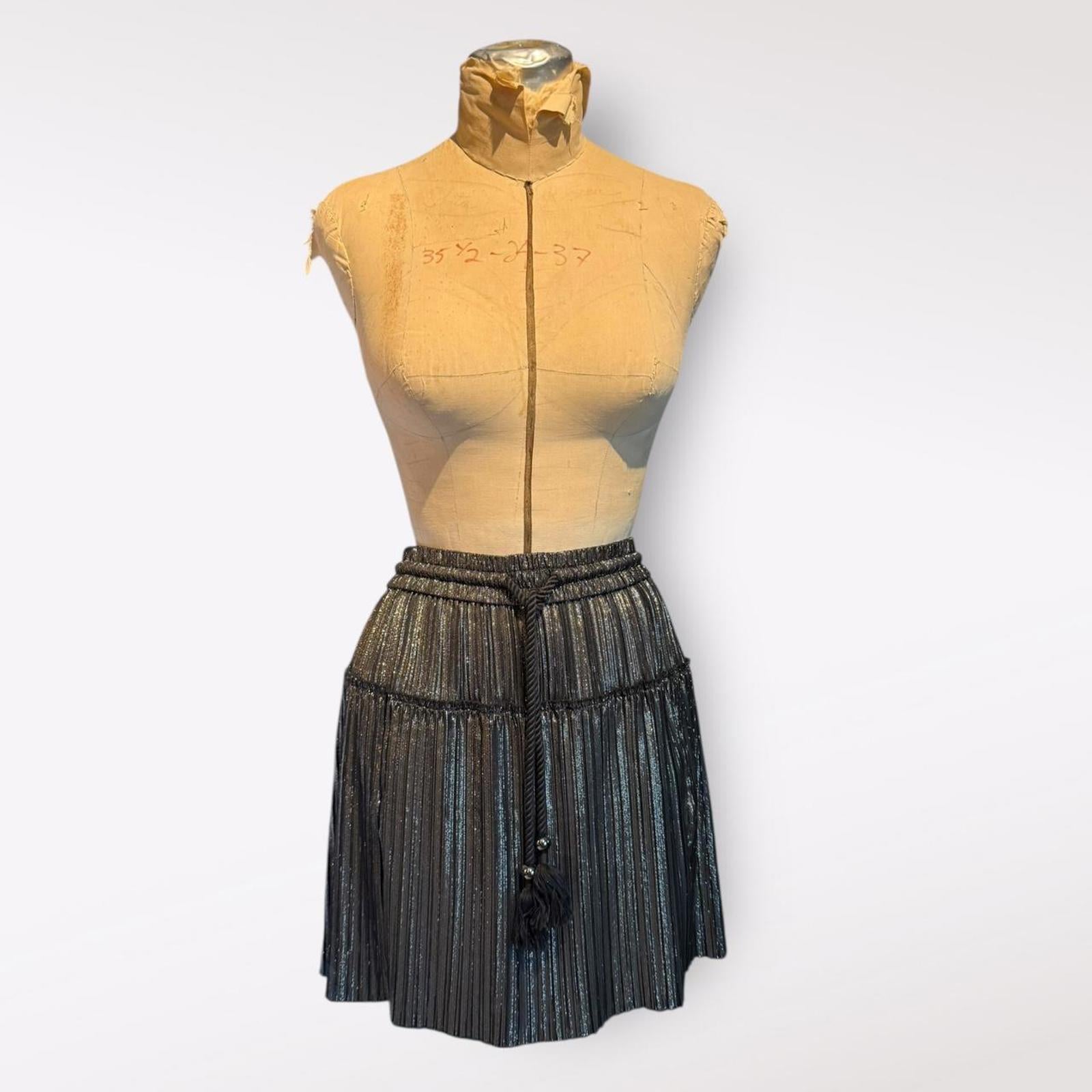 A.L.C. Black Carter Lurex Pleated Skirt
