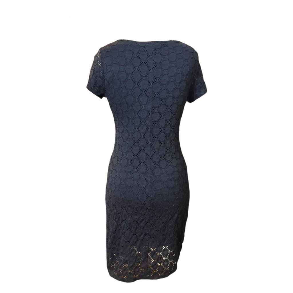 Isaac Mizrahi Black Lace Short Sleeve Bodycon Dress