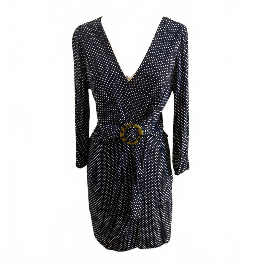 Topshop Navy Blue and White Polka Dot Dress Size 6