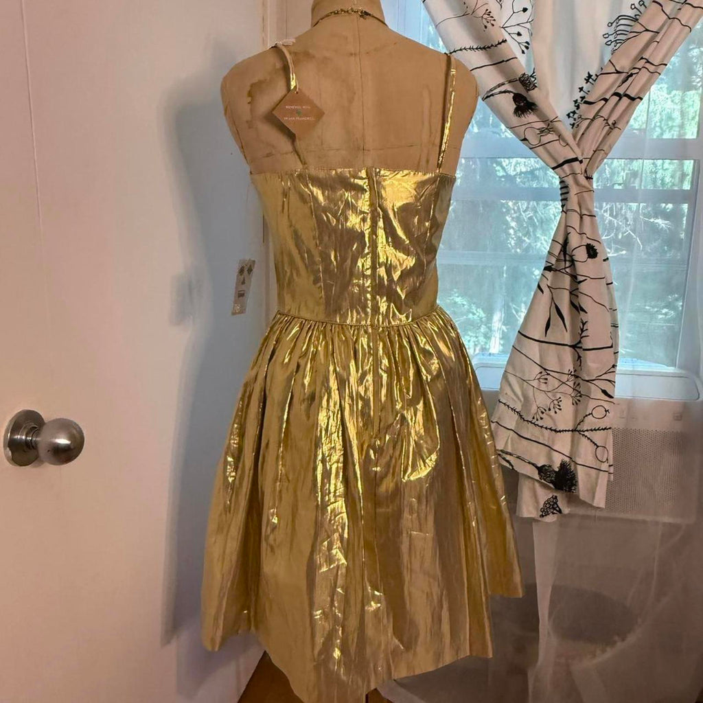 Express Vintage Gold Metallic Dress