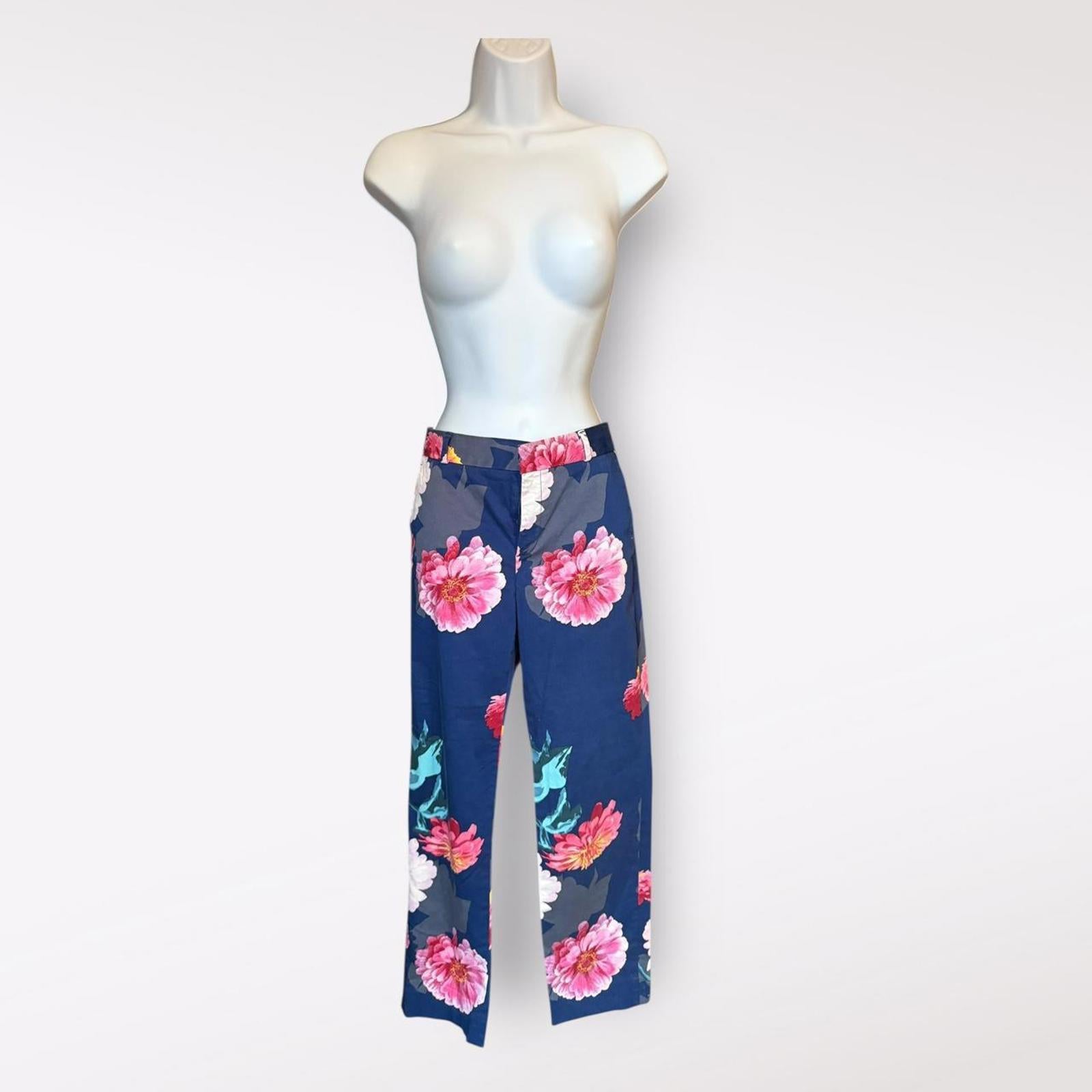 Banana Republic Women's Floral Print Navy Pants