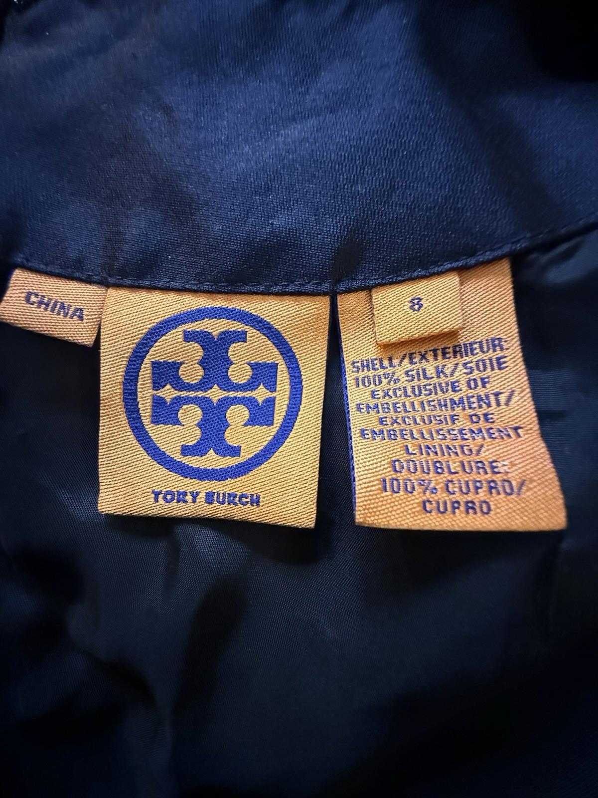 Tory Burch Black Silk Dress with Jewelled Neckline