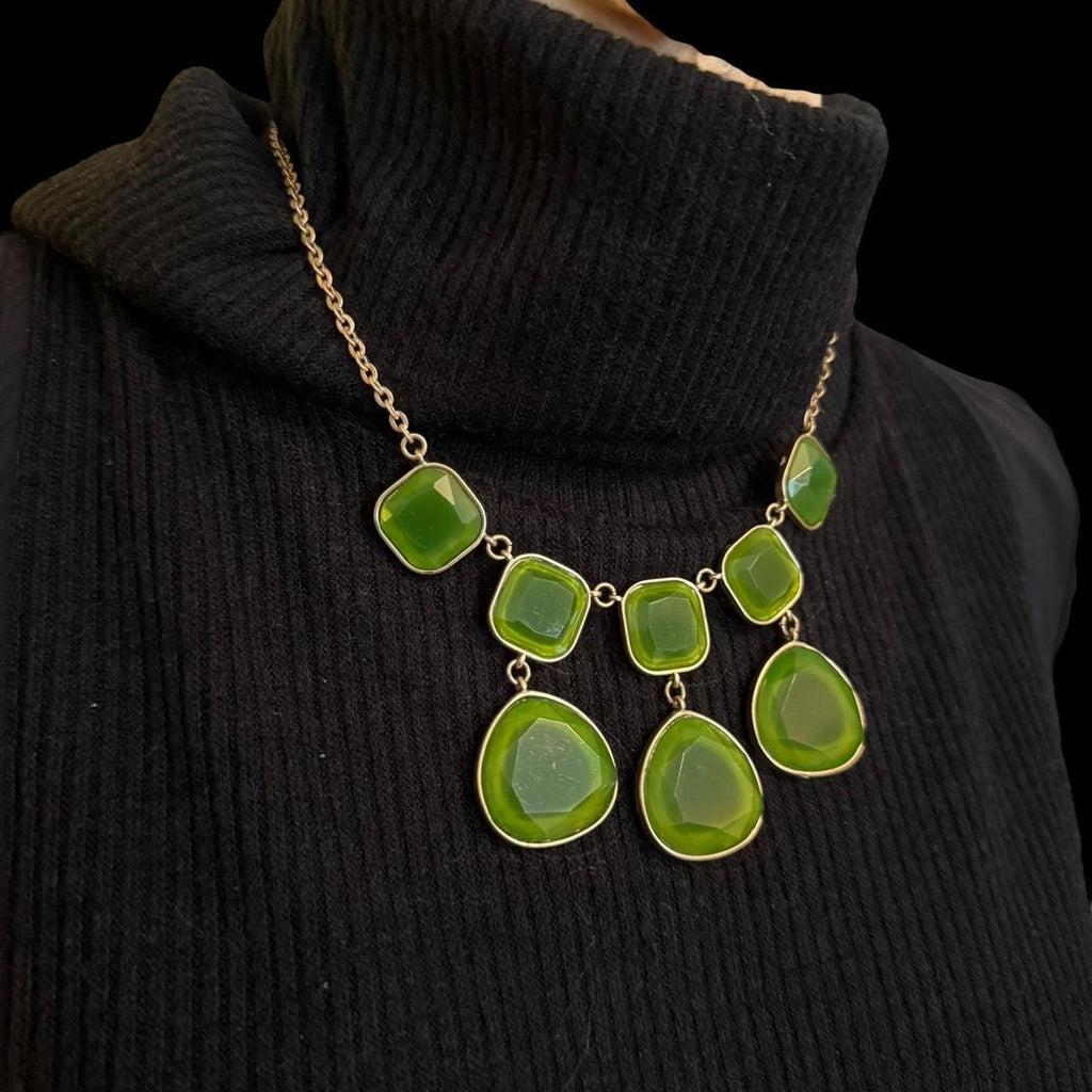 Green Stone Bib Necklace