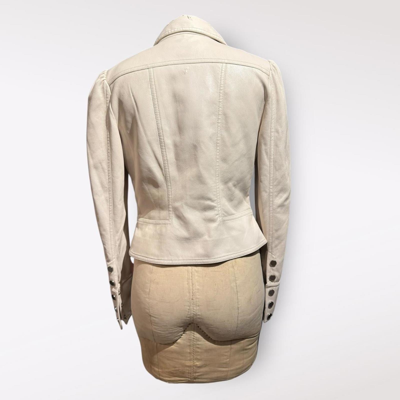 Jonathan Simkhai Standard Women's Leather Jacket Cream